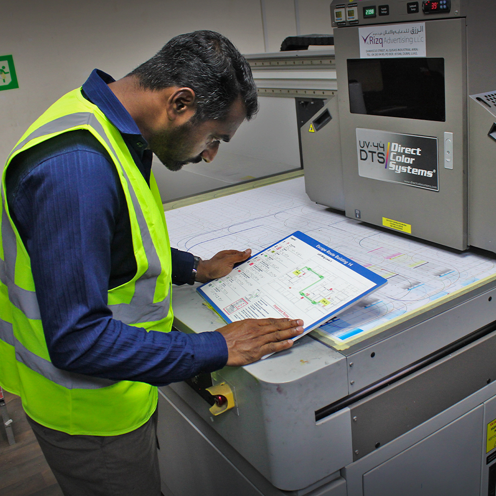 Precision manufactured tactile signage using ADA-compliant DCS Braille technology.