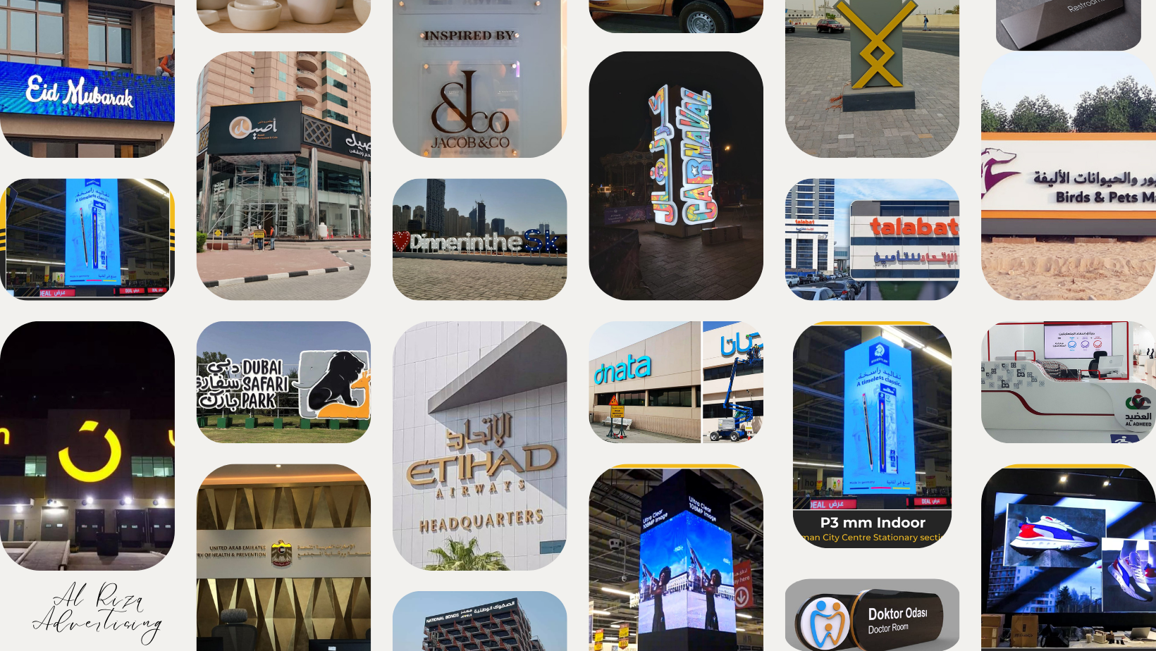 Dubai skyline with modern signage overlay – Best Signage Company in Dubai by Al Rizq Advertising